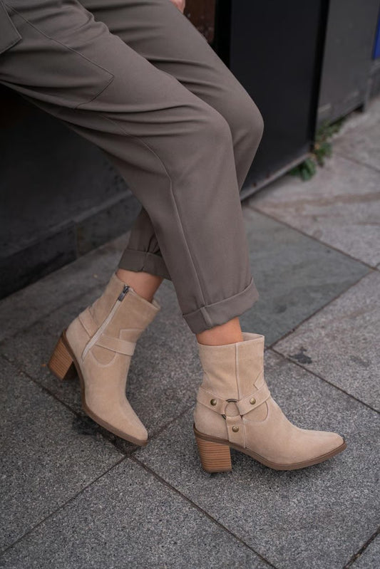 Bowen Beige Suede Genuine Leather Boots