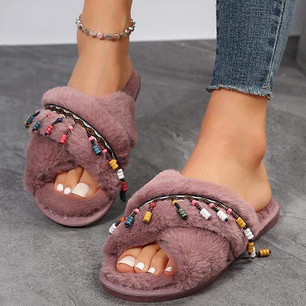 Women's Fashionable Casual Cross Ethnic Style Cotton Slippers