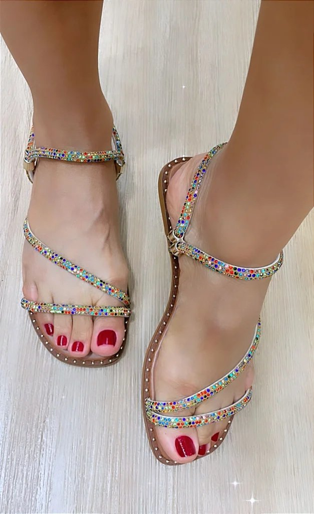 Women's Sandals Summer Rhinestone Flat