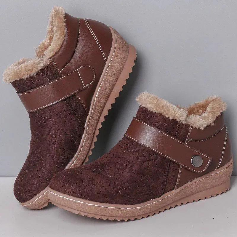 New Autumn And Winter Round Head Color-block Wool Non-slip Snow Boots