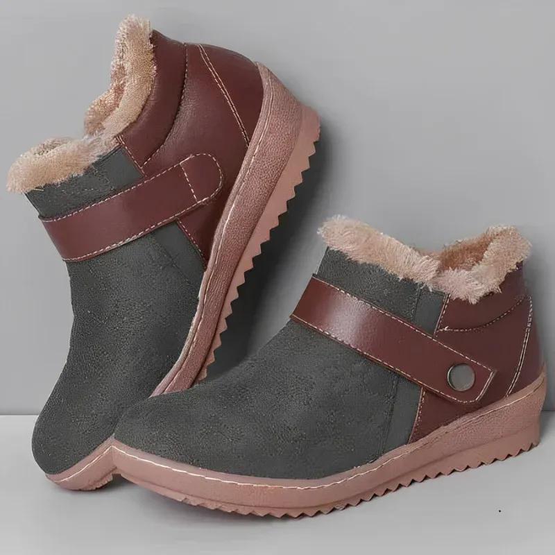 New Autumn And Winter Round Head Color-block Wool Non-slip Snow Boots