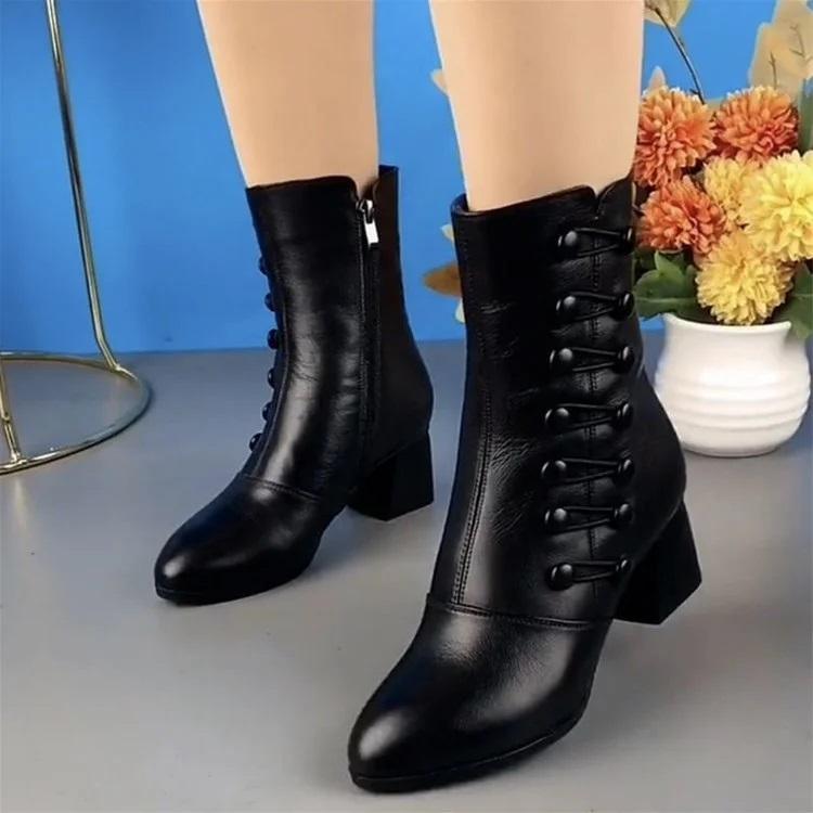 Women Warm Side Butto Leather Ankle Boots(Buy 2 Free Shipping✔️)