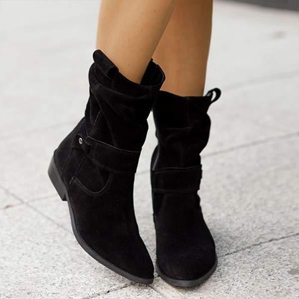 Women'S Low Heel Suede Boots