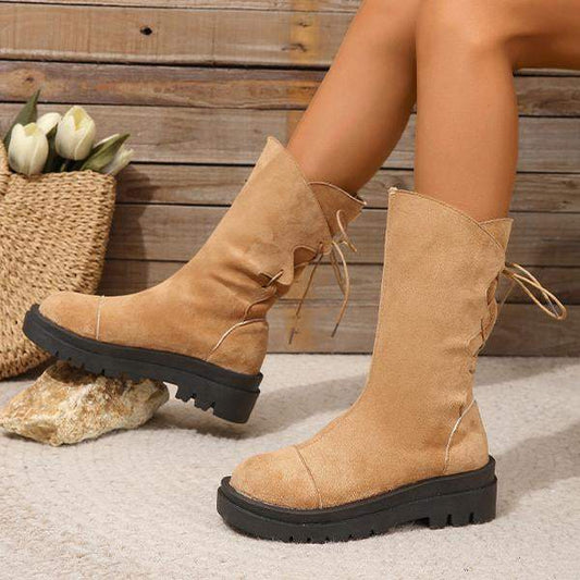 Women's Retro Strappy Thick-Soled Knight Boots