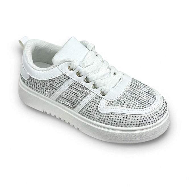 White Crystal Glossy Sneakers