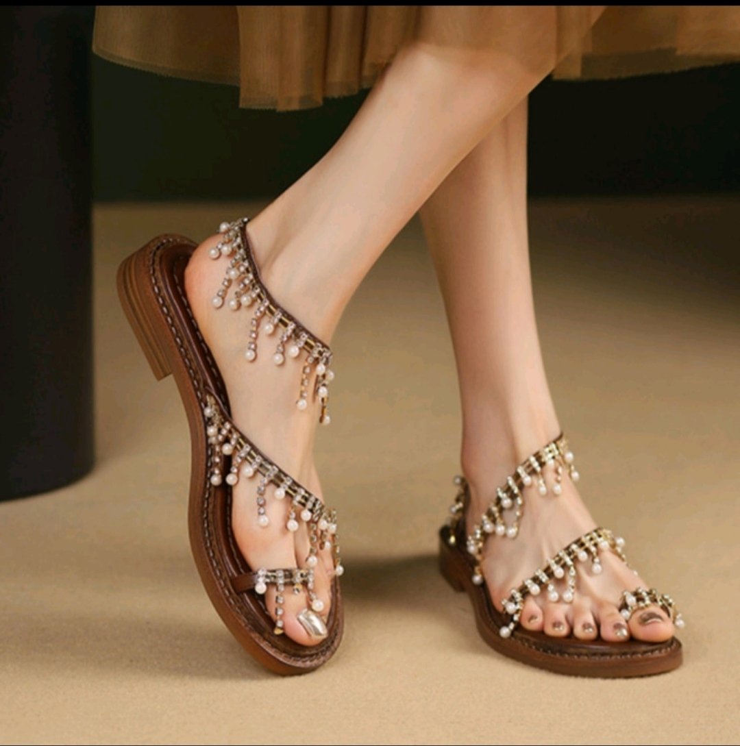 Women's Rhinestone Toe Flat Sandals