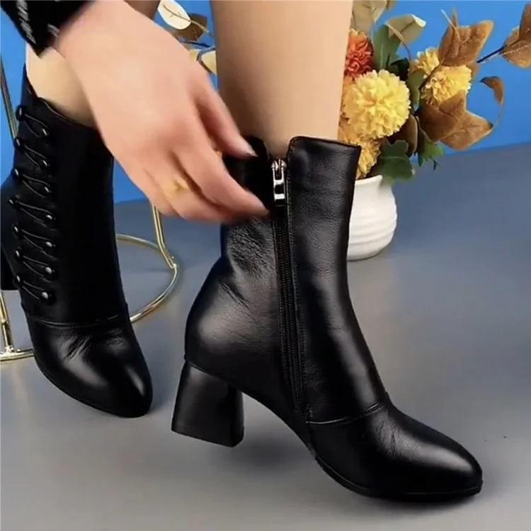 Women Warm Side Butto Leather Ankle Boots(Buy 2 Free Shipping✔️)