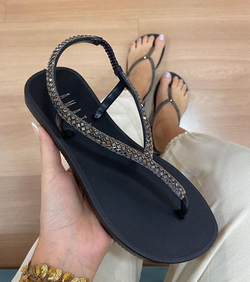 Women's Shiny Thong Sandals