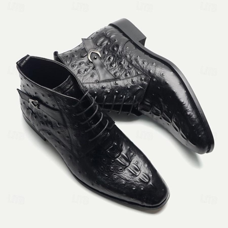 Men's Embossed Leather Ankle Boots