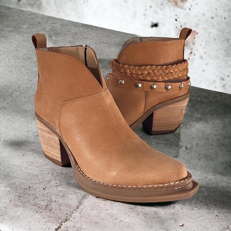 Leather Studded Belt Ankle Boots