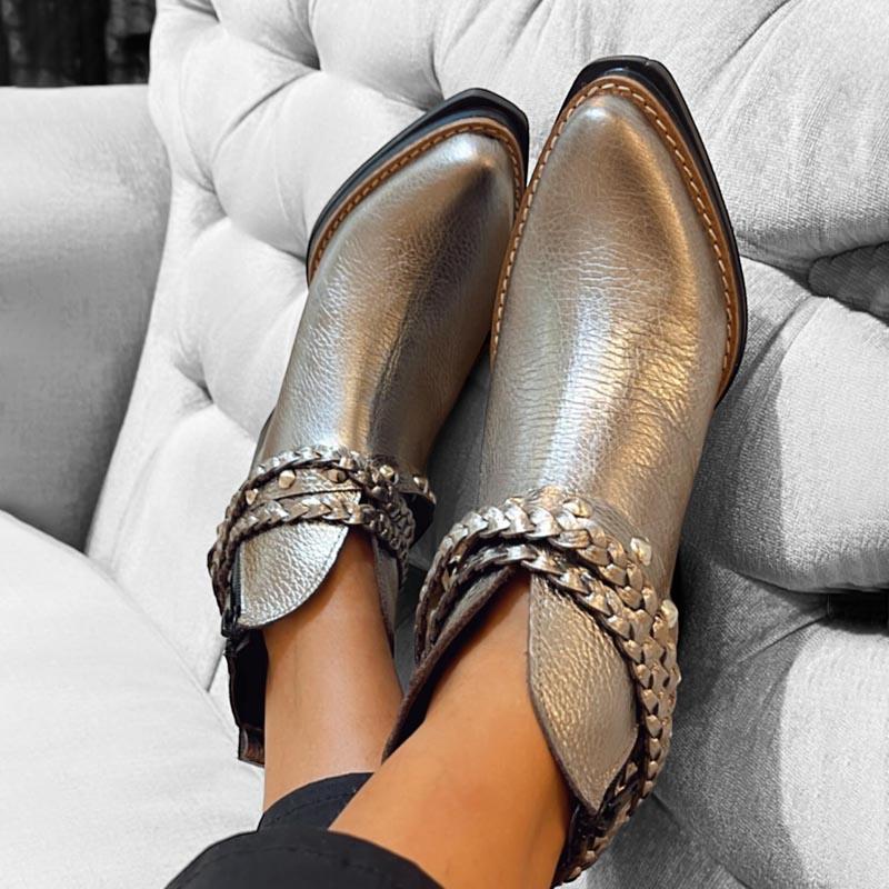 Leather Studded Belt Ankle Boots