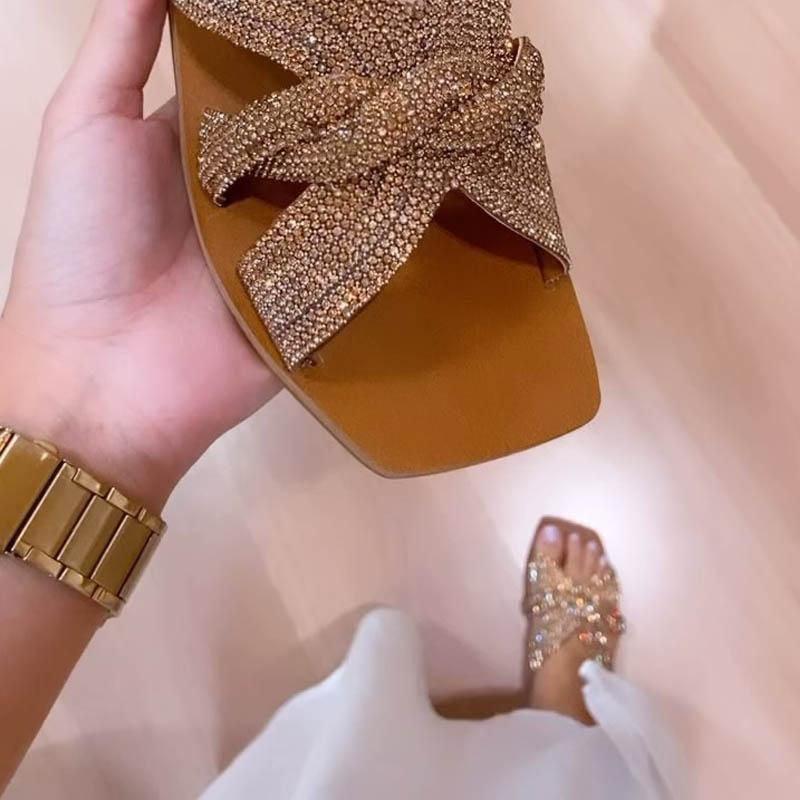 Rhinestone Fashion Women's Flat Slippers