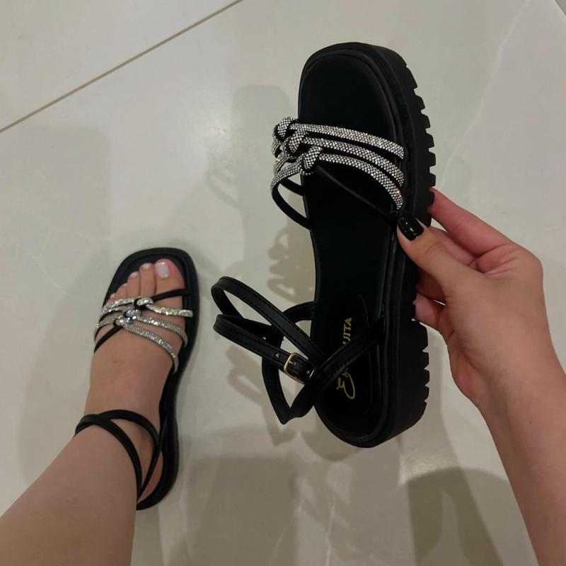 Rhinestone Platform Strappy Sandals