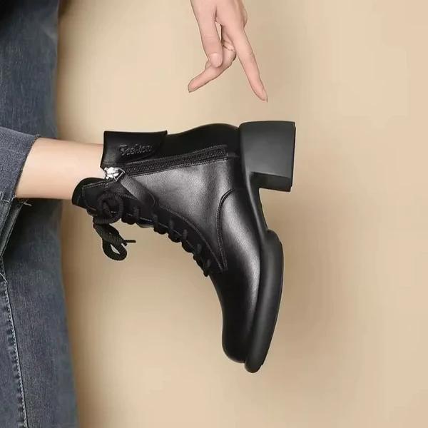 Women's Fleece Side Zipper Leather Boots