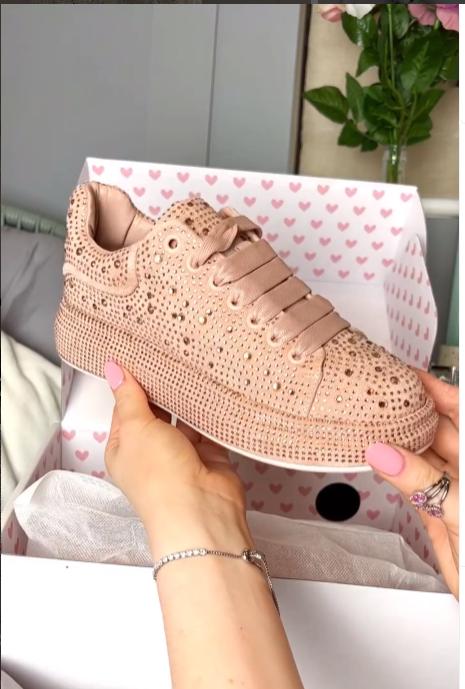 Rose Gold Shiny Sneakers