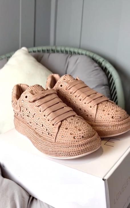 Rose Gold Shiny Sneakers