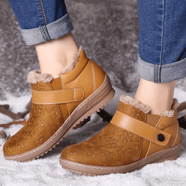 New Autumn And Winter Round Head Color-block Wool Non-slip Snow Boots