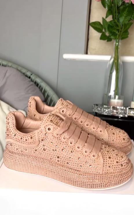 Rose Gold Shiny Sneakers