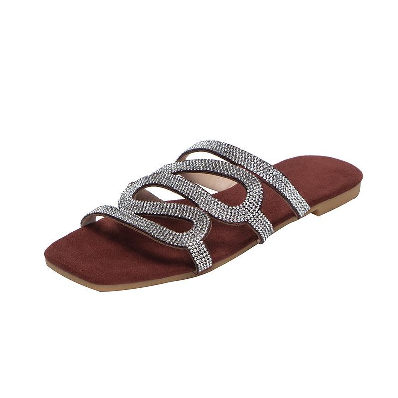 CS Cutout rhinestone slippers