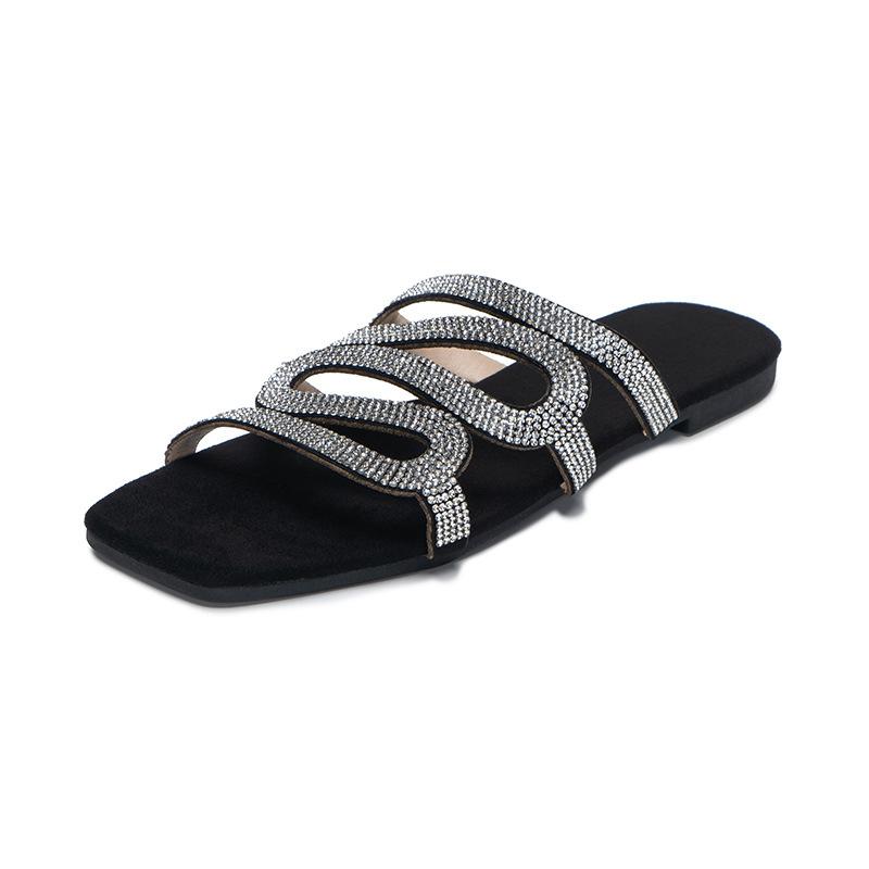 CS Cutout rhinestone slippers