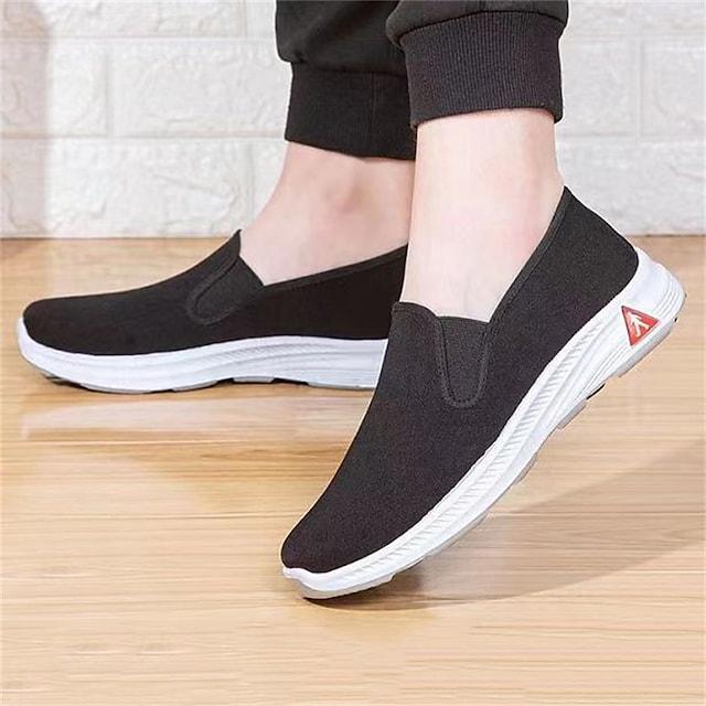 Men's Black Vintage Casual  Loafers & Slip-Ons Comfort Shoes