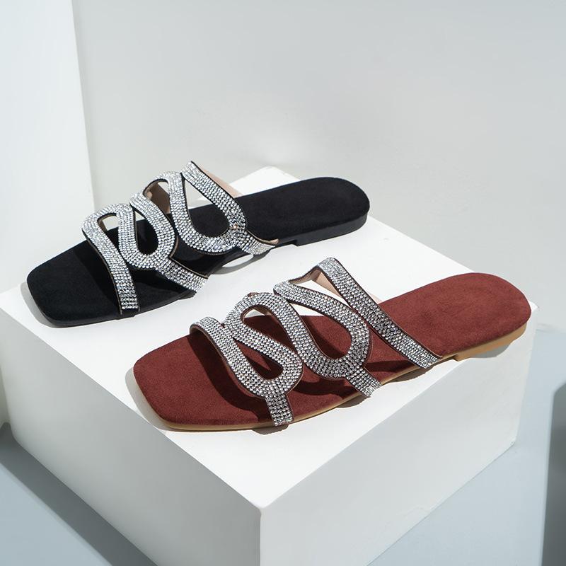 CS Cutout rhinestone slippers